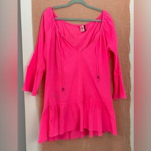 POLO RALPH LAUREN - bright pink cotton top/cover up - gauzy feel - Size Medium
